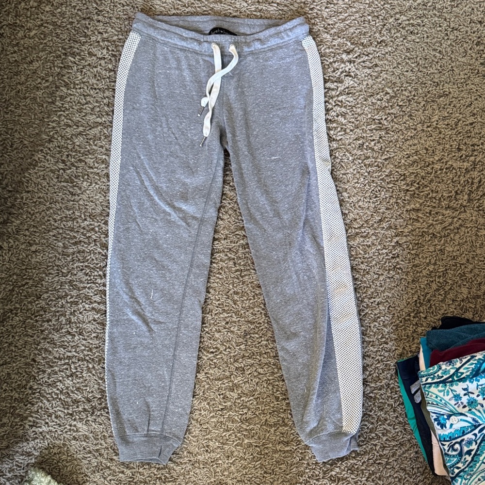 Gray Joggers with White Accents